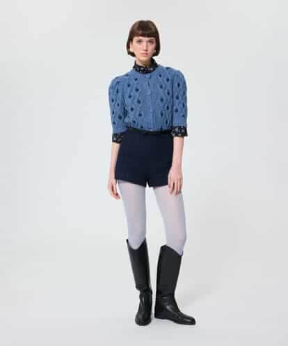 TARA JARMON ★ プリント コットンパンツ レッド ミニチェックパンツ(クロップド・半端丈パンツ) | TARA JARMON
