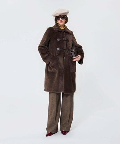 【美品】TARA JARMON ブラック ウール羊毛　コート　ブラック　Lサイズ フェイクファーコート(その他のコート・ブルゾン) | TARA JARMON(タラ